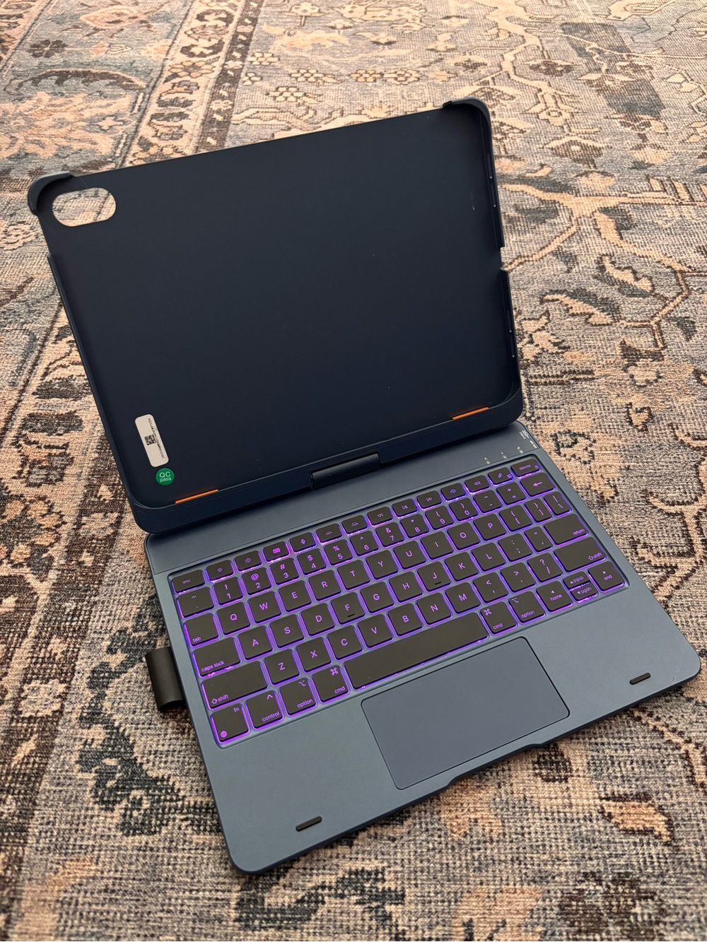 Wireless Bluetooth Keyboard Case for iPad 10th gen, blue with multicolor keys